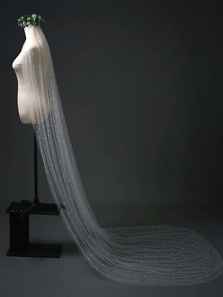 Bianco Evento velo da sposa a Cappella con pizzo spagnolo 200cm - S244 Bianco Evento velo da sposa a Cappella con pizzo spagnolo 200cm - S244