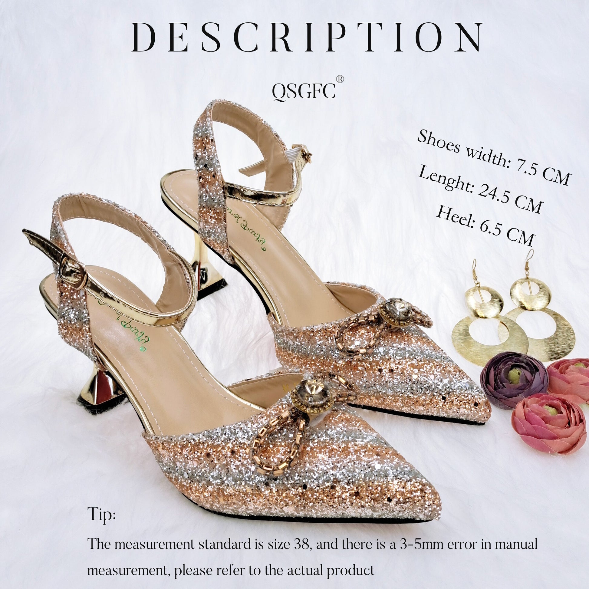 Set scarpe e borsa da donna a righe Champagne fatte a mano con sequins e farfalla di diamanti - Bridetobe.it