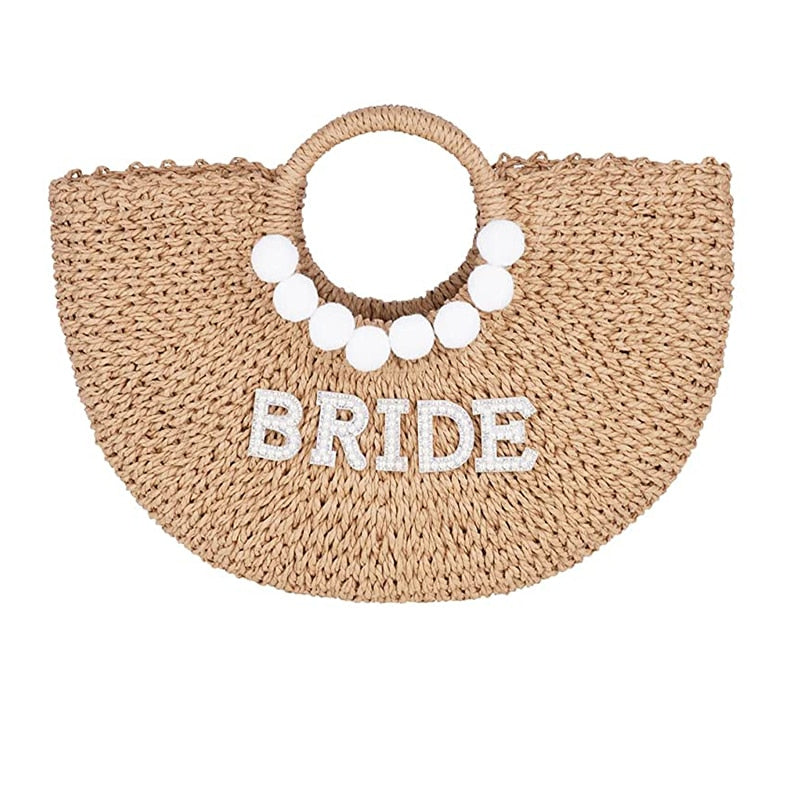 Borsa da spiaggia per la sposa Mrs - Bachelorette Party Boho Rustico in Paglia - Bridetobe.it