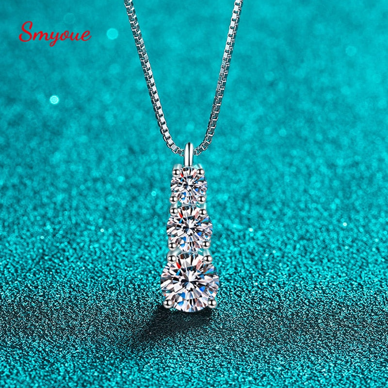 Collana in Argento Sterling 925 con Diamante Moissanite al 100% da 1,8 ct con certificato GRA - Bridetobe.it