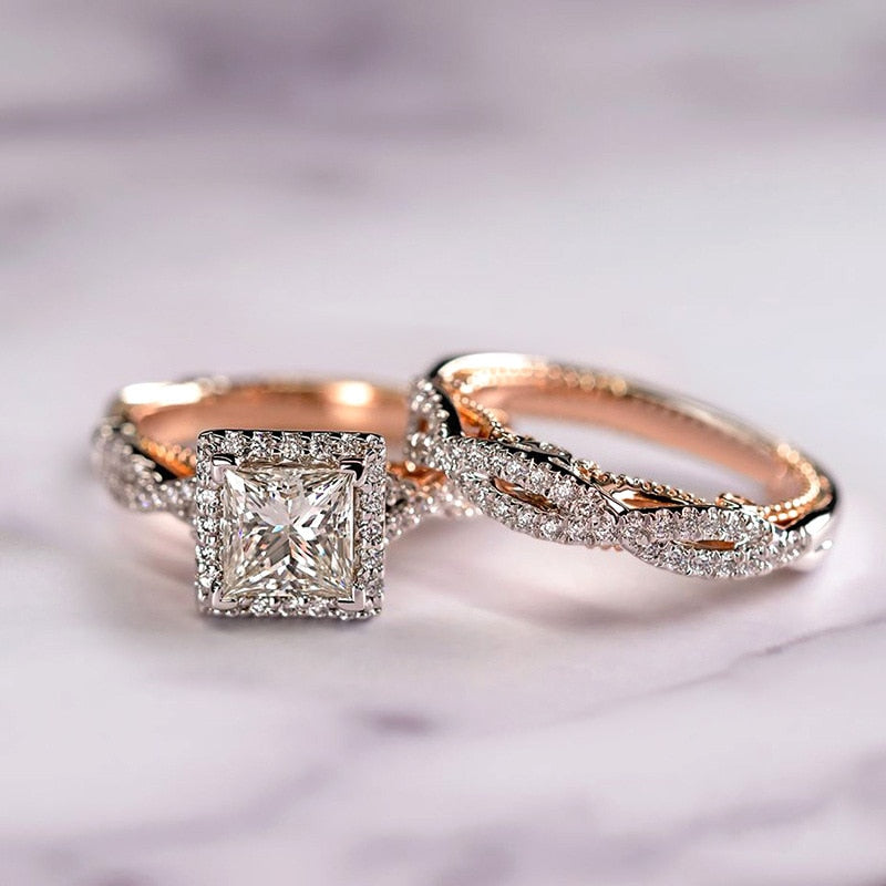 Set anelli donna Anello di fidanzamento in Oro rosa 18k