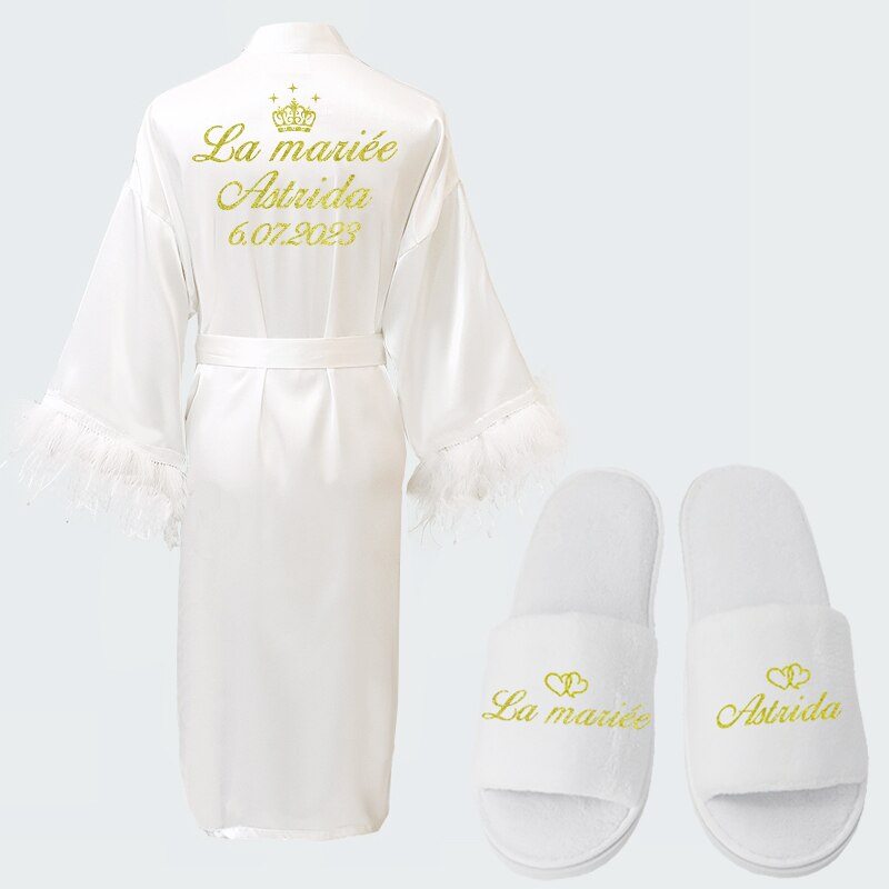 Accappatoio da sposa personalizzato con nome e data per damigelle di nozze, elegante accappatoio da notte lungo e sexy per feste. - Bridetobe.it