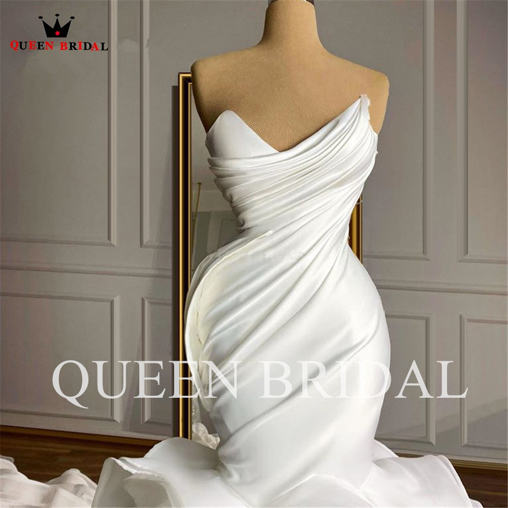 Lussuoso abito da sposa formale sexy senza spalline con strascico lungo senza spalline a sirena - Bridetobe.it