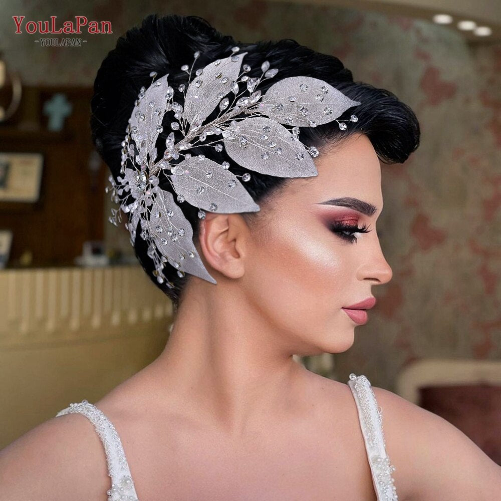 Fascia capelli sposa in strass fatti a mano a forma di grande fiore, copricapo di cristallo vuoto con zirconi per donne - Bridetobe.it