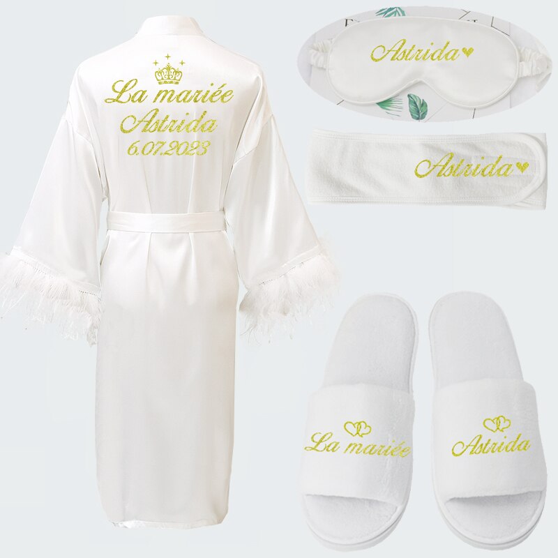 Accappatoio da sposa personalizzato con nome e data per damigelle di nozze, elegante accappatoio da notte lungo e sexy per feste. - Bridetobe.it