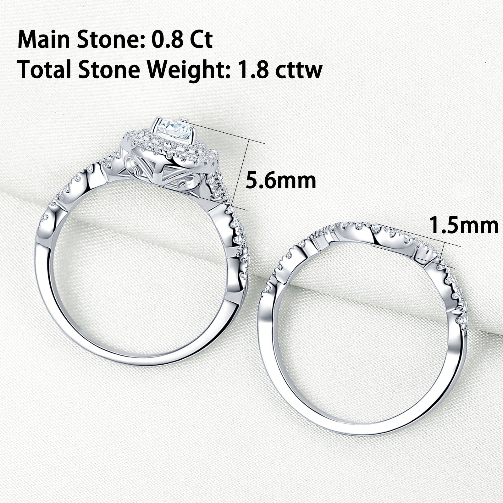 Anello di Fidanzamento Infinity a Forma di Perla con Taglio Halo, in Zircone Cubico AAAAA e Argento Sterling 925, Set di Anello Nuziale per Sposa - Bridetobe.it