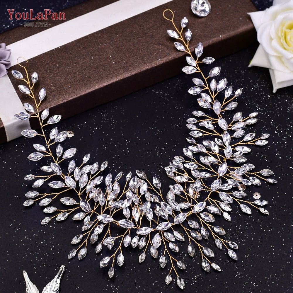 20 Forcine Con Fiore Rosa E Cristalli - Accessori Capelli Per Matrimonio (Rosso)