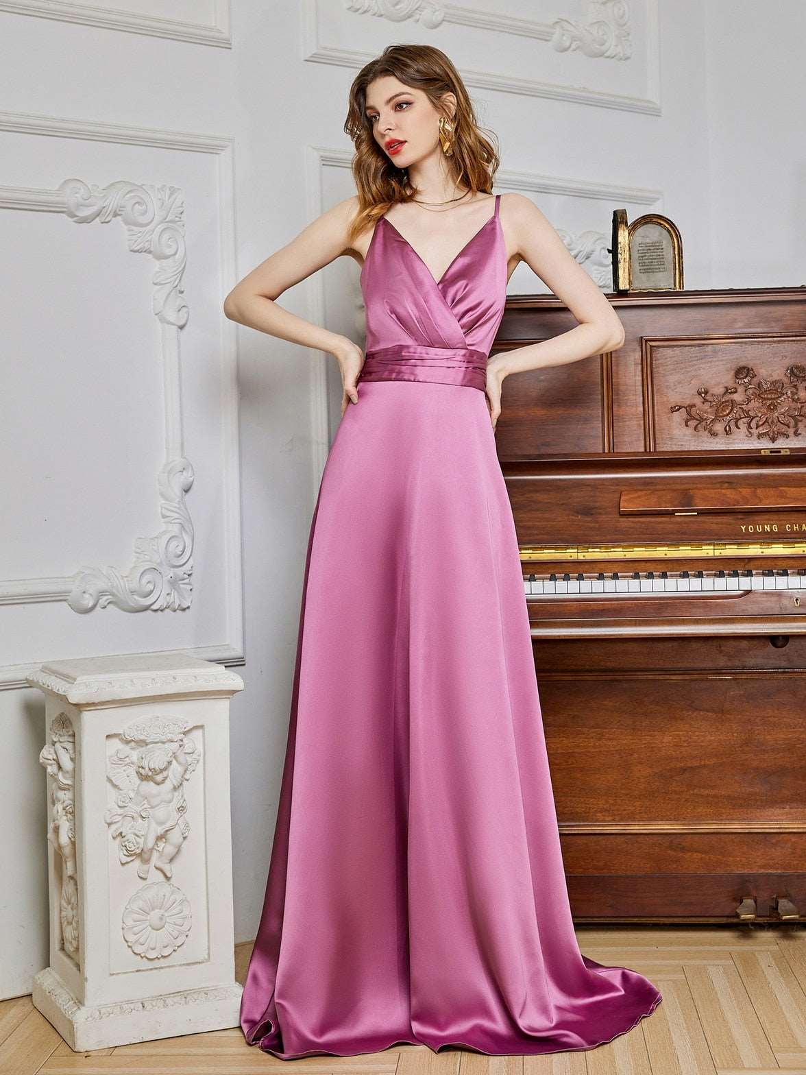 Abito Donna In Raso Senza Maniche ZAFUL - Spalline Sottili, Scollo A Cascata, Elastico, Per Cocktail E Feste