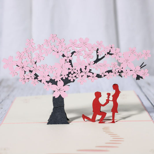 Biglietto di San Valentino Fidanzamento Laser Cut 3D per Amanti delle Carte d'Impegno, Regalo per Anniversari - Bridetobe.it