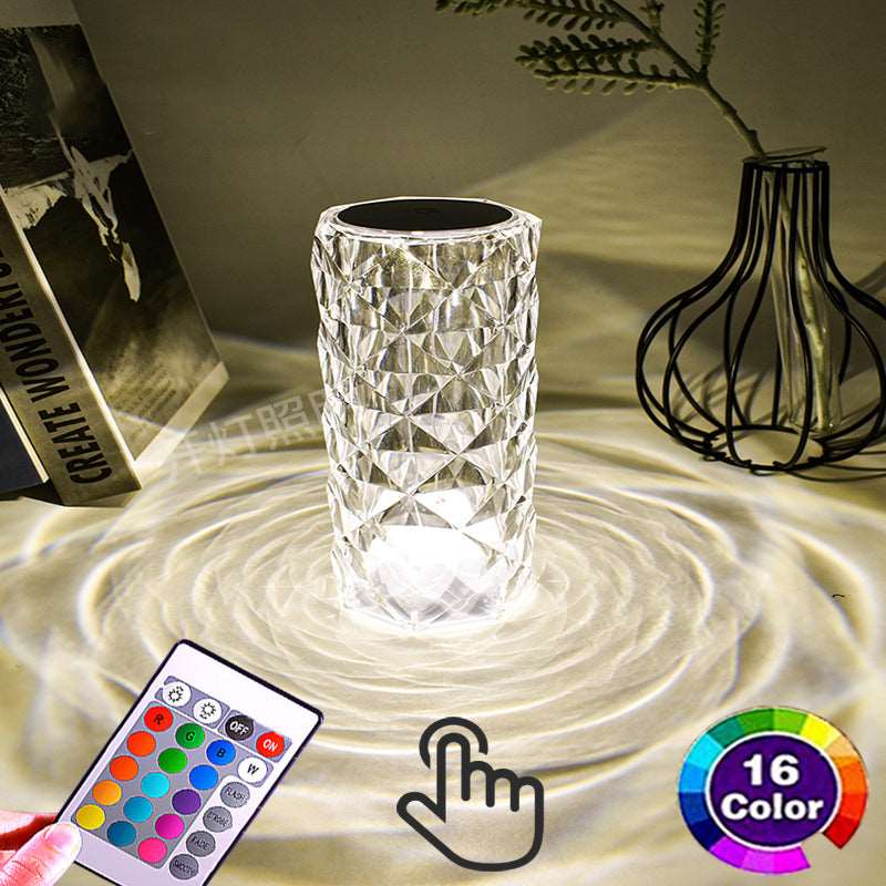 16 Colori Lampada da Tavolo in Cristallo con Luce Rosa - Atmosfera Romantica con Diamanti USB Touch per la Camera da Letto - Regalo per Sposi Appena Sposati - Bridetobe.it